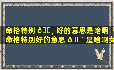 命格特别 🌸 好的意思是啥啊「命格特别好的意思 🐴 是啥啊女生」